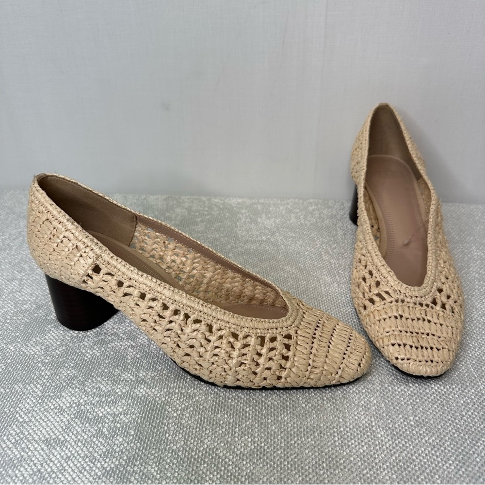 Massimo Dutti natural  handwoven heels Sz 42/11